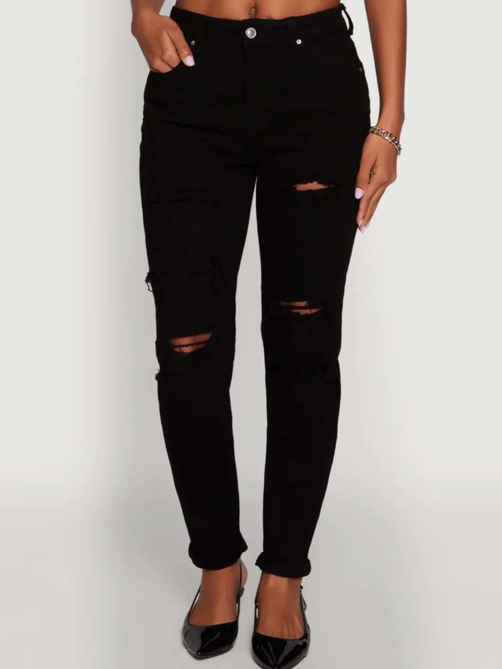 eunina rocky high rise boyfriend jeans black size 9 EUC